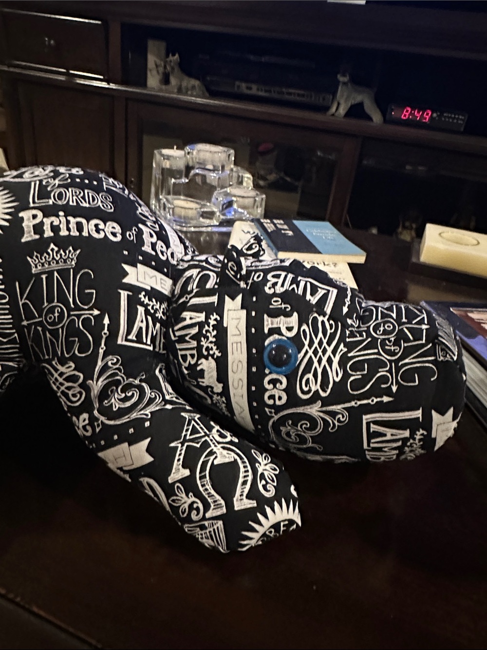 Handmade Hippo Black & White God’s Words Print Plush Dog - Picture 7 of 8